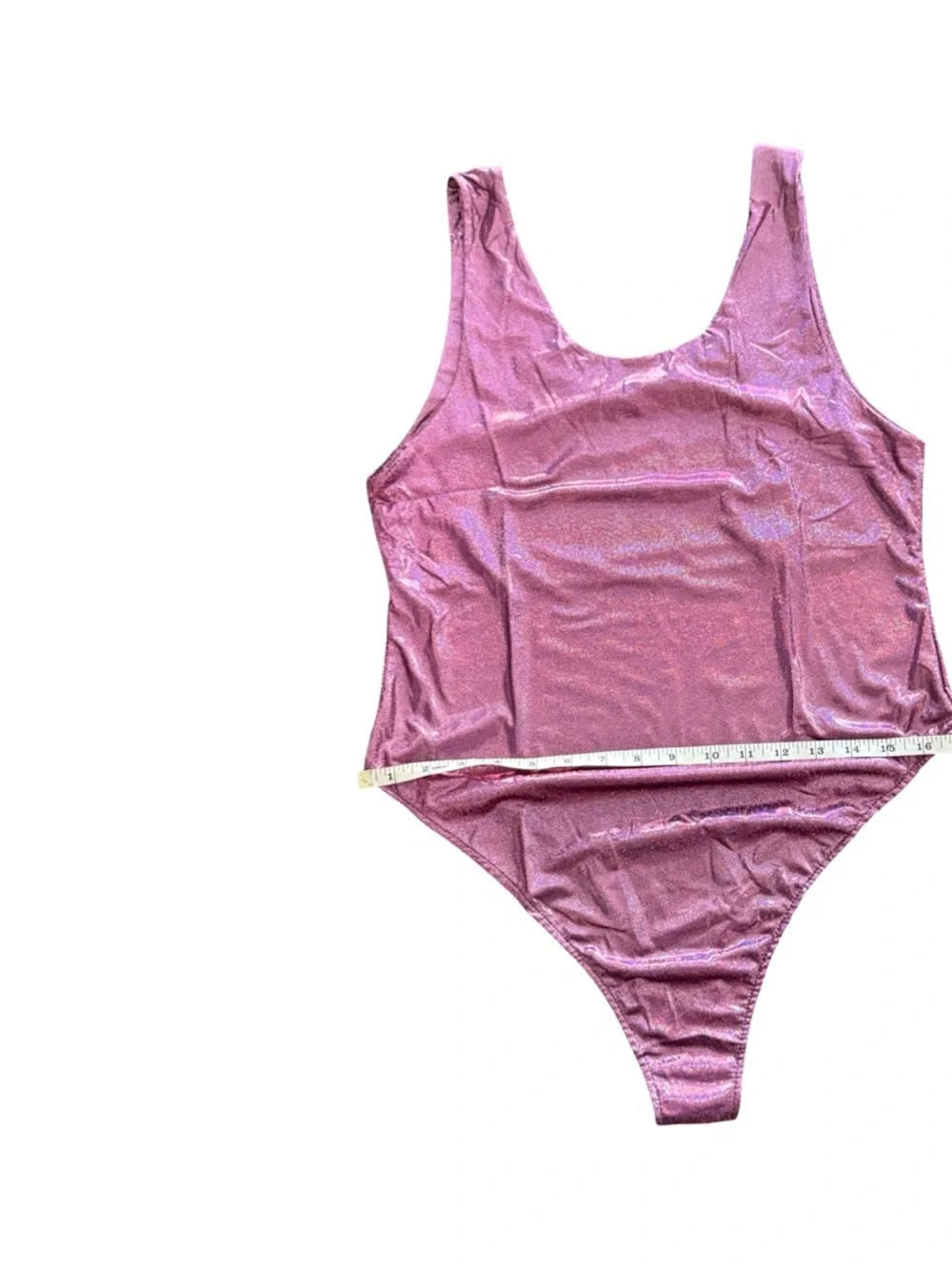 Iridescent Pink One-Piece Swimsuit with Belt